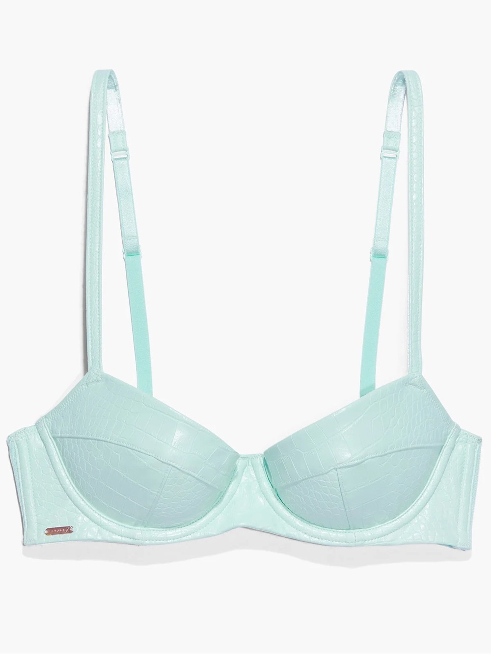 Savage X Fenty Queen of Galaxy Balconette Crocodile Sea Foam Teal Green Bra 36B